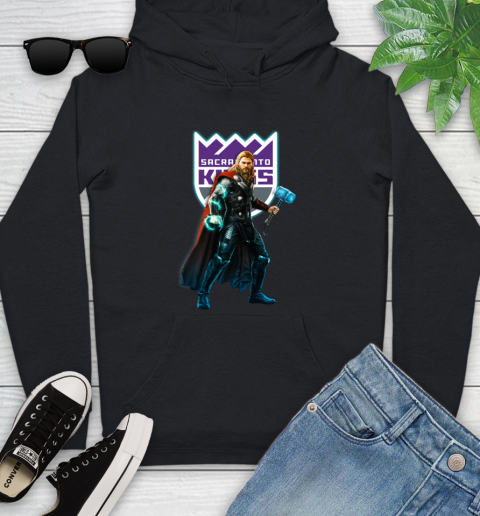 NBA Thor Avengers Endgame Basketball Sacramento Kings Youth Hoodie 2