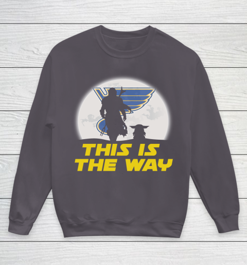 St.Louis Blues NHL Ice Hockey Star Wars Yoda And Mandalorian This Is The Way Youth Sweatshirt 5