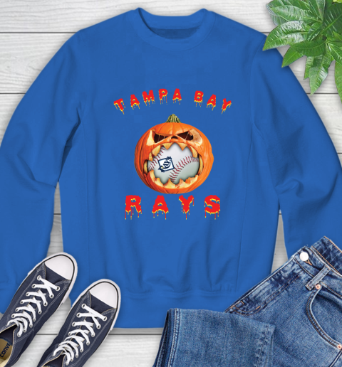 MLB Tampa Bay Rays Halloween Pumpkin Baseball Sports Sweatshirt 8