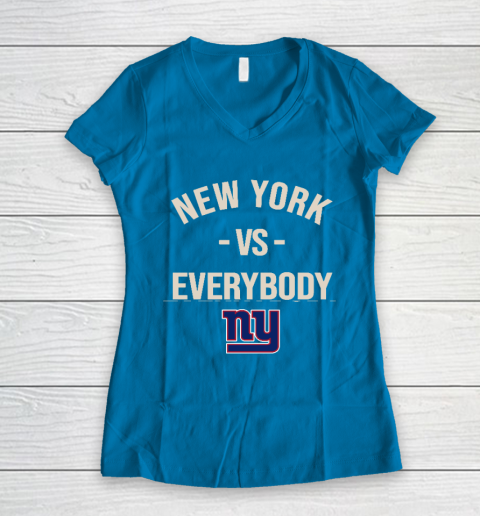 New York Giants Vs Everybody Women's V-Neck T-Shirt 5