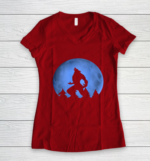 Werewolf Blue Moon wolf full moon on Halloween costume 2020 Women's V-Neck T-Shirt 8
