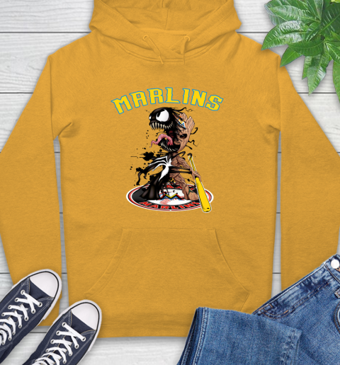 MLB Miami Marlins Baseball Venom Groot Guardians Of The Galaxy Hoodie 3