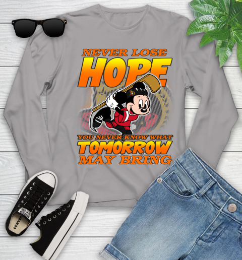 Ottawa Senators NHL Hockey ootball Mickey Disney Never Lose Hope Youth Long Sleeve 5