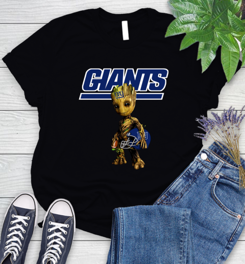 New York Giants NFL Football Groot Marvel Guardians Of The Galaxy Women's T-Shirt 2