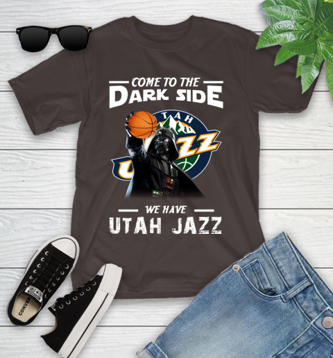 NBA Come To The Dark Side We Have Utah Jazz Star Wars Darth Vader Basketball Youth T-Shirt 7