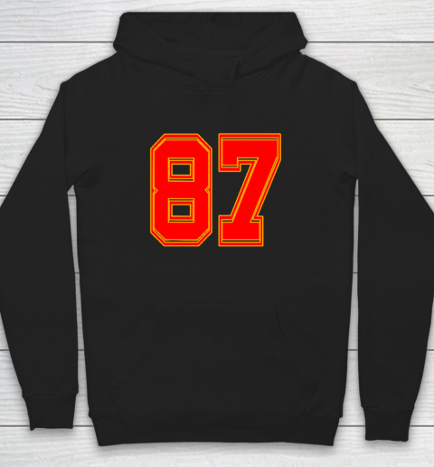 Red Number 87 White Yellow Football Basketball Hoodie