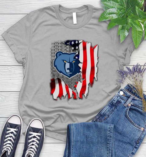 Memphis Grizzlies NBA Basketball American Flag Women's T-Shirt 5