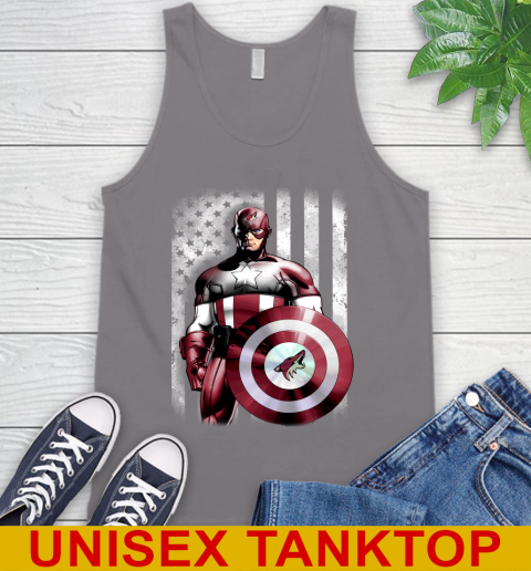 Arizona Coyotes NHL Hockey Captain America Marvel Avengers American Flag Shirt Tank Top 6