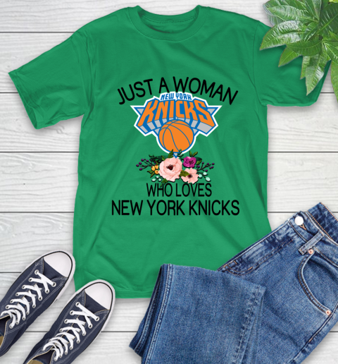 NBA Just A Woman Who Loves New York Knicks Basketball Sports T-Shirt 5