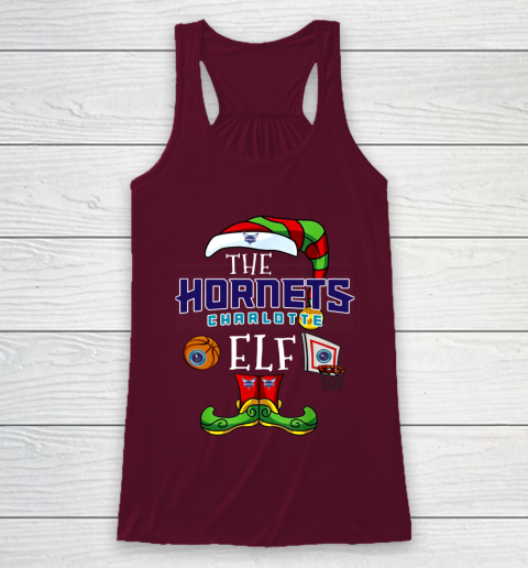 Charlotte Hornets Christmas ELF Funny NBA Racerback Tank 2
