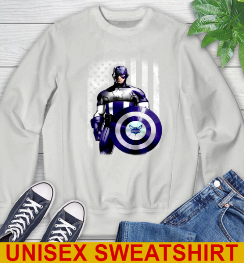 Charlotte Hornets NBA Basketball Captain America Marvel Avengers American Flag Shirt Sweatshirt 5