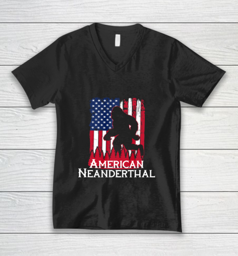 Proud American Neanderthal US Flag for Proud Neanderthals V-Neck T-Shirt