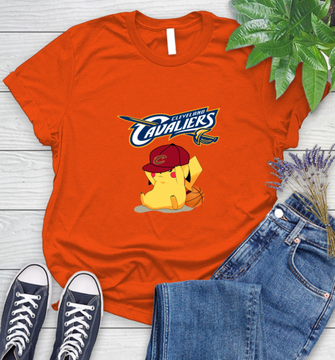 NBA Pikachu Basketball Sports Cleveland Cavaliers Women's T-Shirt 4