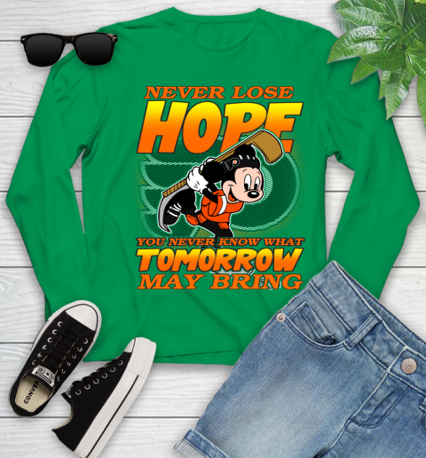 Philadelphia Flyers NHL Hockey ootball Mickey Disney Never Lose Hope Youth Long Sleeve 7