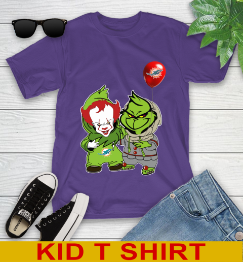 Miami Dolphins Baby Pennywise Grinch Christmas NFL Football Youth T-Shirt 4