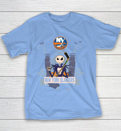 NHL New York Islanders Hockey Jack Skellington Halloween Youth T-Shirt 8