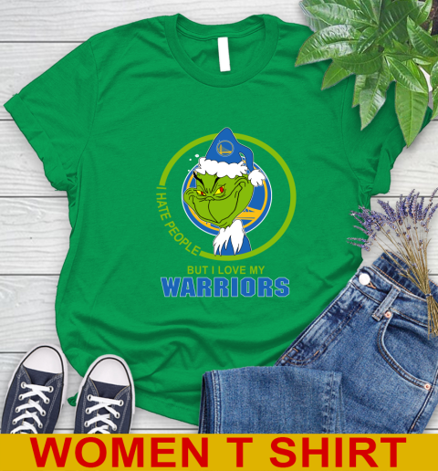 Golden State Warriors NBA Christmas Grinch I Hate People But I Love My Favorite Basketball Team Women's T-Shirt 6