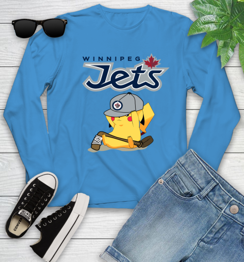 NHL Pikachu Hockey Sports Winnipeg Jets Youth Long Sleeve 7