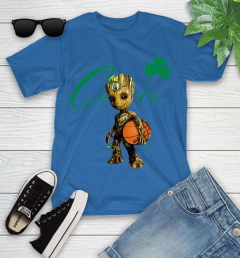 Boston Celtics NBA Basketball Groot Marvel Guardians Of The Galaxy Youth T-Shirt 9