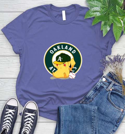 MLB Pikachu Baseball Sports Oakland Athletics Women's T-Shirt 11