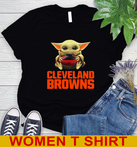 NFL Football Cleveland Browns Baby Yoda Star Wars Shirt Women's T-Shirt 2