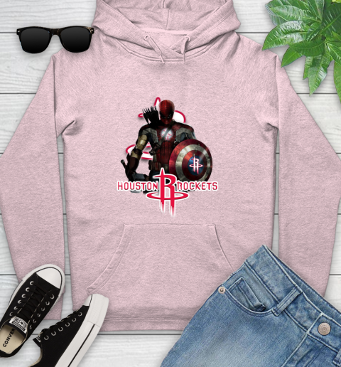 Houston Rockets NBA Basketball Captain America Thor Spider Man Hawkeye Avengers Youth Hoodie 10