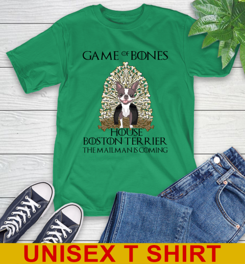 Game of bones house boston terrier dog the mailman is coming tshirt 5