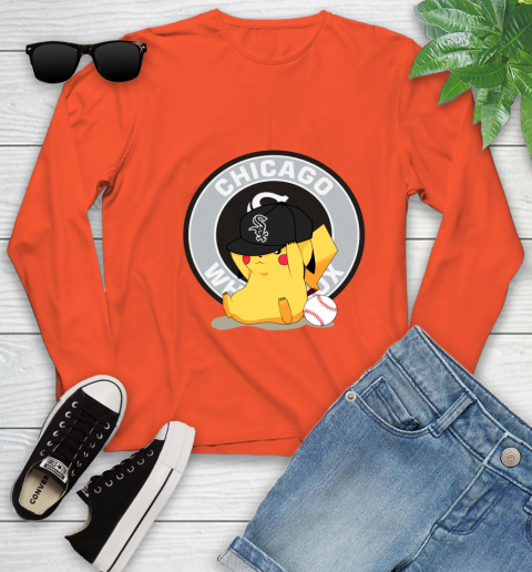 MLB Pikachu Baseball Sports Chicago White Sox Youth Long Sleeve 4
