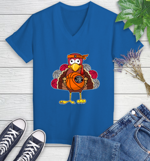 Toronto Raptors Turkey thanksgiving day Women's V-Neck T-Shirt 10