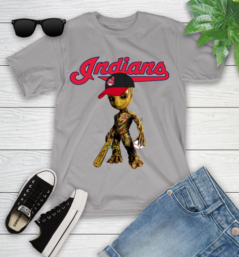 MLB Cleveland Indians Groot Guardians Of The Galaxy Baseball Youth T-Shirt 4