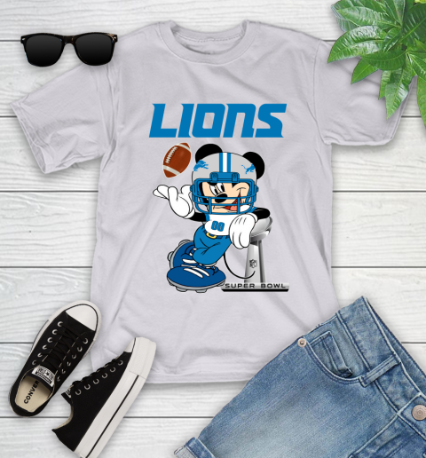 NFL Detroit Lions Mickey Mouse Disney Super Bowl Football T Shirt Youth T-Shirt 4