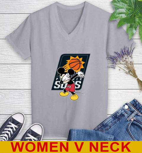 Phoenix Suns NBA Basketball Dabbing Mickey Disney Sports Women's V-Neck T-Shirt 5