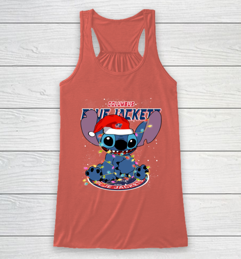 Columbus Blue Jackets NHL Hockey noel stitch Christmas Racerback Tank 2