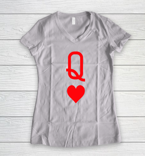 Queen Of Hearts Matching Couple Saint Valentine's Day Women's V-Neck T-Shirt