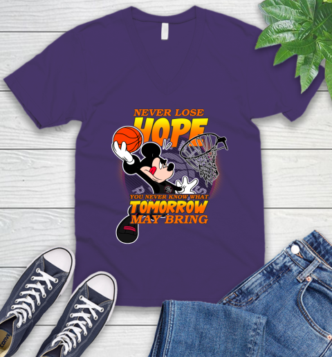 Toronto Raptors NBA Basketball Mickey Disney Never Lose Hope V-Neck T-Shirt 9