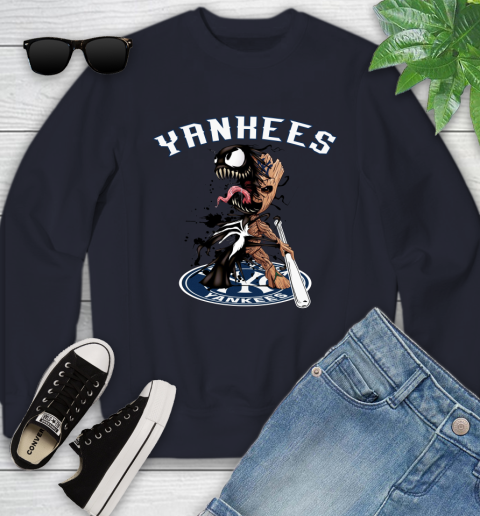 MLB New York Yankees Baseball Venom Groot Guardians Of The Galaxy Youth Sweatshirt 3