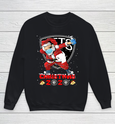 Brooklyn Nets Funny Santa Claus Dabbing Christmas 2020 NBA Youth Sweatshirt