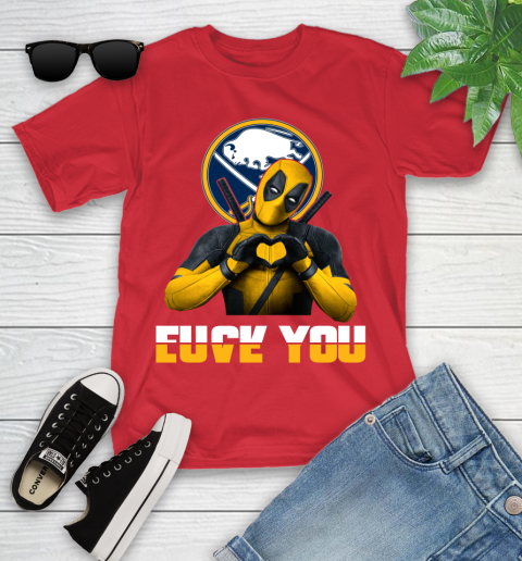 NHL Buffalo Sabres Deadpool Love You Fuck You Hockey Sports Youth T-Shirt 28