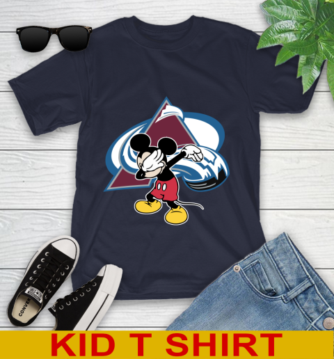 Colorado Avalanche NHL Hockey Dabbing Mickey Disney Sports Youth T-Shirt 3
