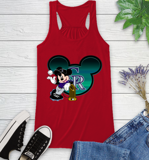 MLB Colorado Rockies The Commissioner's Trophy Mickey Mouse Disney Racerback Tank 6