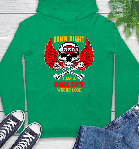 MLB Damn Right I Am A Cincinnati Reds Win Or Lose Skull Baseball Sports Hoodie 8