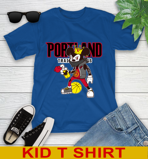 Portland Trail Blazers NBA Basketball Mickey Peace Sign Sports Youth T-Shirt 9