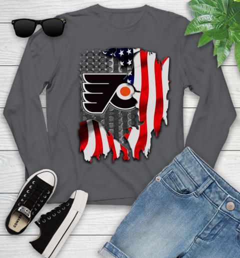 Philadelphia Flyers NHL Hockey American Flag Youth Long Sleeve 10 Philadelphia Flyers NHL Hockey American Flag Youth Long Sleeve - Image 10