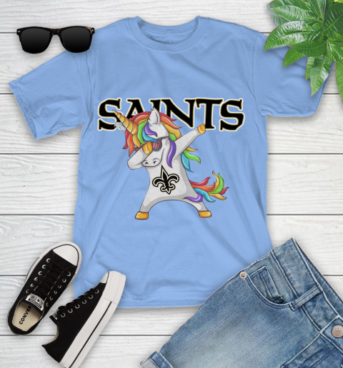 New Orleans Saints NFL Football Funny Unicorn Dabbing Sports Youth T-Shirt 11