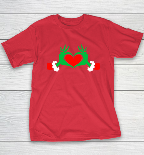 Funny Elf With Cute Heart Hands Style Christmas Costumes Youth T-Shirt - Image 8