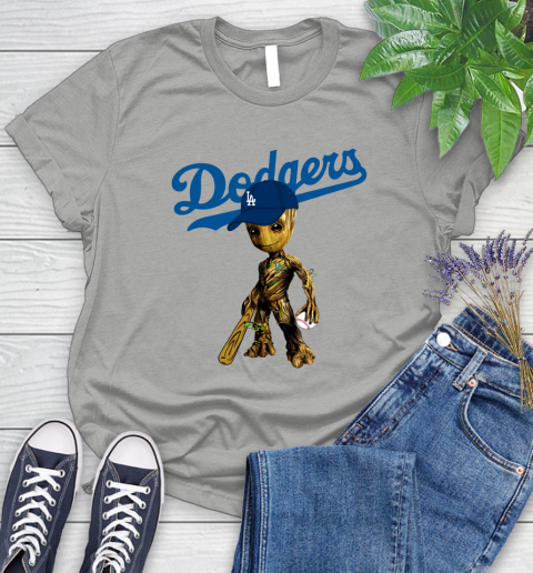 MLB Los Angeles Dodgers Groot Guardians Of The Galaxy Baseball Women's T-Shirt 10