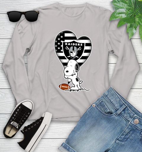 Oakland Raiders NFL Football The Peanuts Movie Adorable Snoopy Youth Long Sleeve 12