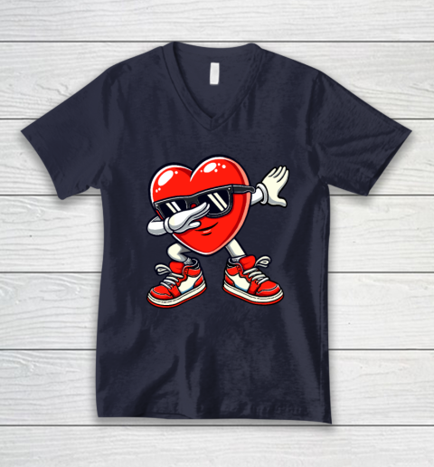 Dabbing Heart Funny Gifts Valentines Day V-Neck T-Shirt 2