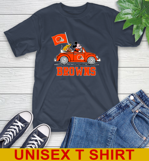 NFL Football Cleveland Browns Pluto Mickey Driving Disney Shirt T-Shirt 4