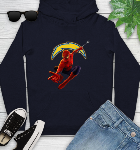 NFL Spider Man Avengers Endgame Football Los Angeles Chargers Youth Hoodie 4